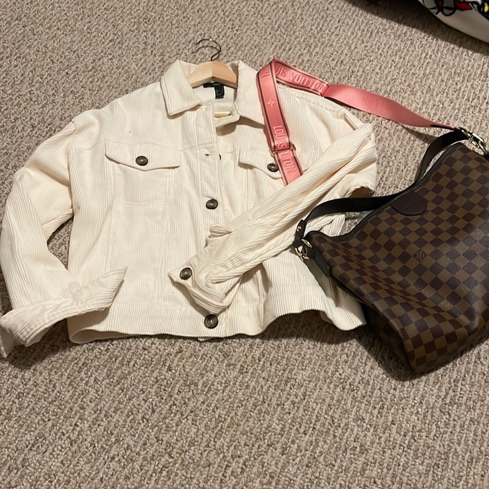 Forever 21 Cream Corduroy Button-Up Jacket